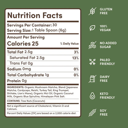 RYZE SUPERFOODS Mushroom Matcha Starter Kit, USDA Organic with 6 Adaptogenic Mushrooms and Ceremonial-Grade Matcha, Energy, Focus, Digestion, Immunity with Turkey Tail, Shiitake, Reishi, 30 Servings